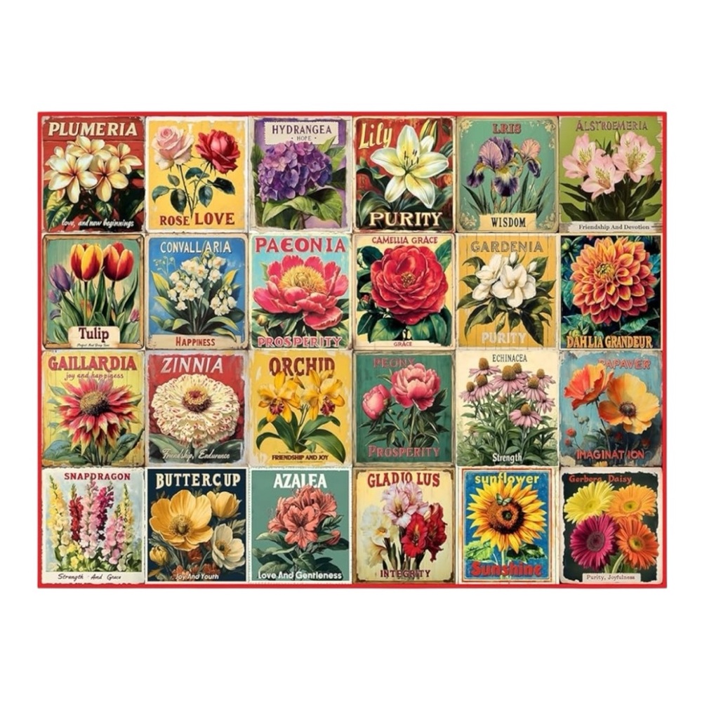 Vintage Floral Seed Packet Puzzle - 1000 Pieces